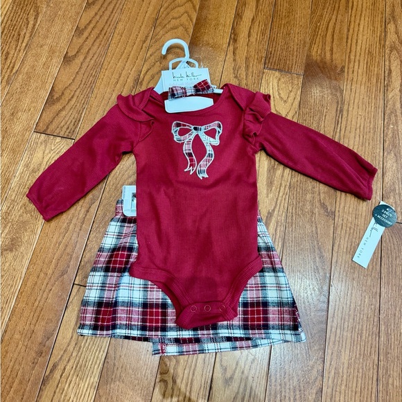 Nicole Miller Other - Nicole Miller- Charming Red Bodysuit with Plaid Skirt (18 Month) NWT